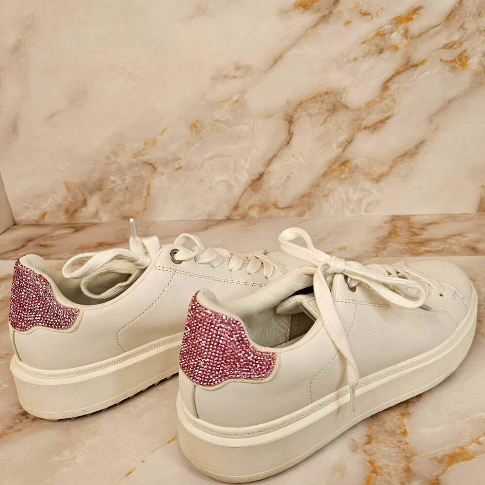 Steve Madden Charlie Pink Rhinestone Sneakers, Size 8.5